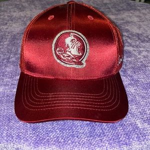 Florida State Seminole youth baseball hat with sparking glitter outline on front